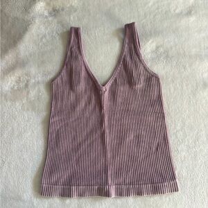 Aura Purple Ribbed Sleeveless Tank Top